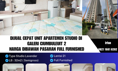 Dijual Cepat Unit Apartemen Studio di 
Galeri Ciumbuleuit 2
Harga Dibawah Pasaran, Full Furnished