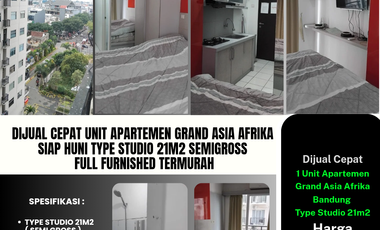 Dijual Cepat Unit Apartemen Grand Asia Afrika.
Siap Huni Type Studio 21m2 Semigross Full Furnished