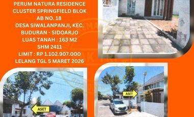 JUAL RUMAH LELANG BANK DI BUDURAN SIDOARJO (PERUM NATURA RESIDENCE CLUSTER SPRINGFIELD) : LELANG KPKNL