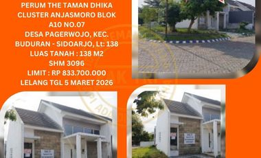 JUAL RUMAH (HOOK) LELANG BANK DI BUDURAN SIDOARJO (TAMAN DHIKA CLUSTER ANJASMORO) : LELANG KPKNL