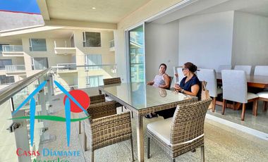 Departamento en renta anual con 3 recámaras, terraza y vista al mar