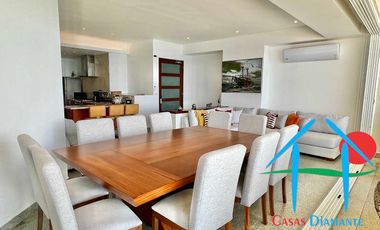 Departamento en renta anual con 3 recámaras, terraza y vista al mar