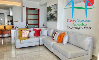 Departamento en renta anual con 3 recámaras, terraza y vista al mar