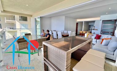 Departamento en renta anual con 3 recámaras, terraza y vista al mar