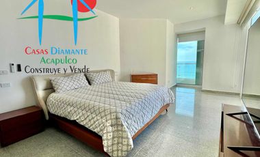 Departamento en renta anual con 3 recámaras, terraza y vista al mar