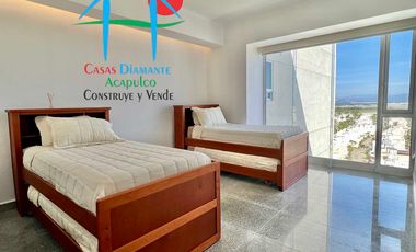 Departamento en renta anual con 3 recámaras, terraza y vista al mar