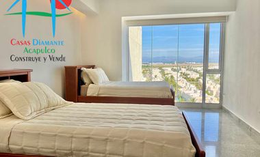 Departamento en renta anual con 3 recámaras, terraza y vista al mar