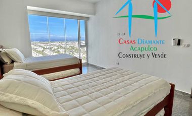 Departamento en renta anual con 3 recámaras, terraza y vista al mar