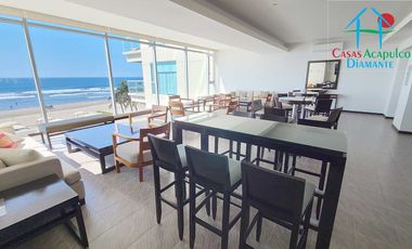 Departamento en renta anual con 3 recámaras, terraza y vista al mar