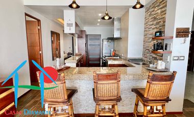 Departamento de playa en renta vacacional con terraza y vista al mar