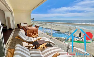 Departamento de playa en renta vacacional con terraza y vista al mar
