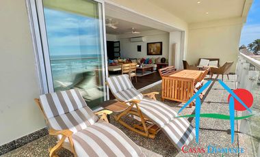 Departamento de playa en renta vacacional con terraza y vista al mar