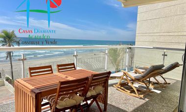 Departamento de playa en renta vacacional con terraza y vista al mar