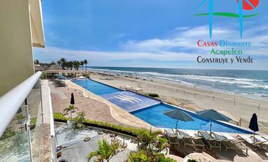 Departamento de playa en renta vacacional con terraza y vista al mar