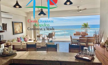 Departamento de playa en renta vacacional con terraza y vista al mar