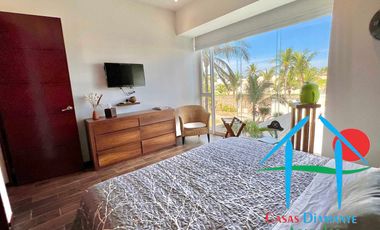 Departamento de playa en renta vacacional con terraza y vista al mar