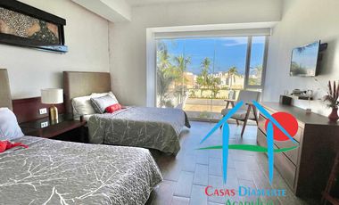 Departamento de playa en renta vacacional con terraza y vista al mar