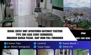 Dijual Cepat Unit Apartemen Gateway Pasteur
Type 2br Luas 50m2 Semigross, 
Dibawah Harga Pasar, Siap Huni Full Furnished