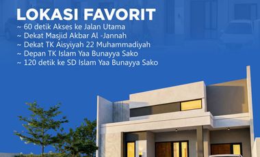 Hunian eksklusif di kawasan Sako, hanya 60 detik ke Jalan Utama Jl. Siaran. Dekat masjid,sekolah Islam, dan lingkungan yang tenang dan nyaman