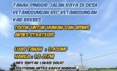 Tanah pinggir jalan raya di desa ketanggungan kec ketanggungan kab brebes