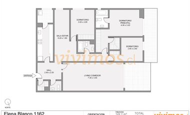 Parque Inés de Suárez. 3 Dorm con Sala de estar.  Familiar