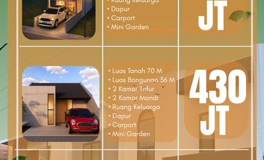 Rumah 3KT 2KM di bawar 500
