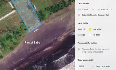 Prime Beachfront Land for Sale – Saba Beach, Gianyar, Bali