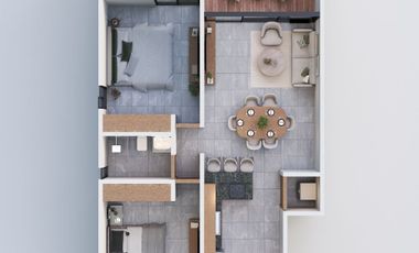 Departamento en venta con piscina 2 recámaras en Temozón Norte Mérida