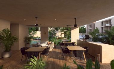 Departamento en venta con piscina 2 recámaras en Temozón Norte Mérida