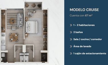 Departamento en Venta de 1-2 Recámara en Torre The Ligthouse Puerto Vallarta, Jalisco, Mex.