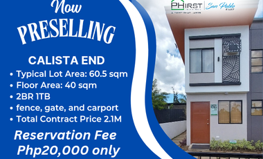 2BR 1T&B Townhouse For Sale,along the highway San Pablo Laguna
