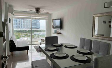 ARRIENDO APARTAMENTO AMOBLADO, DOS HABITACIONES, DOS BAÑOS, SALA, COMEDOR, COCINA, BALCÓN VISTA AL MAR,