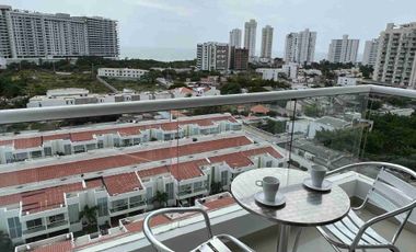 ARRIENDO APARTAMENTO AMOBLADO, DOS HABITACIONES, DOS BAÑOS, SALA, COMEDOR, COCINA, BALCÓN VISTA AL MAR,