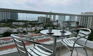 ARRIENDO APARTAMENTO AMOBLADO, DOS HABITACIONES, DOS BAÑOS, SALA, COMEDOR, COCINA, BALCÓN VISTA AL MAR,