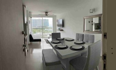 ARRIENDO APARTAMENTO AMOBLADO, DOS HABITACIONES, DOS BAÑOS, SALA, COMEDOR, COCINA, BALCÓN VISTA AL MAR,