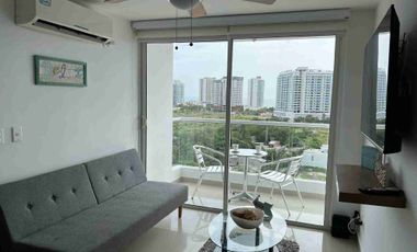 ARRIENDO APARTAMENTO AMOBLADO, DOS HABITACIONES, DOS BAÑOS, SALA, COMEDOR, COCINA, BALCÓN VISTA AL MAR,