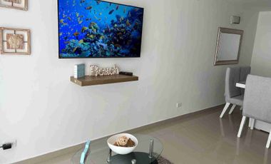 ARRIENDO APARTAMENTO AMOBLADO, DOS HABITACIONES, DOS BAÑOS, SALA, COMEDOR, COCINA, BALCÓN VISTA AL MAR,