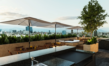 Venta de Departamento de 83m2 totales (39m2 habitables) con Terraza Privada de 37m2- en Col. Roma Sur #26-461