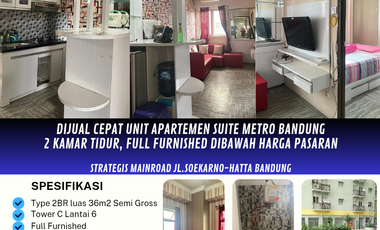Dijual Cepat Unit Apartemen Suite Metro Bandung Siap Huni,
2 Kamar Tidur, Full Furnished, harga Dibawah Pasaran

Strategis mainroad jl.Soekarno-hatta Bandung