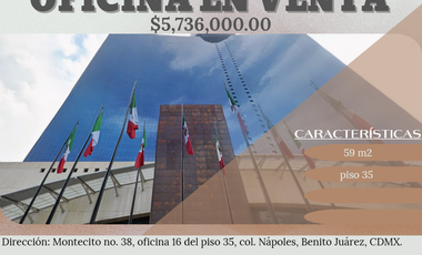 Oficina en Venta dentro del WTC, Benito Juárez