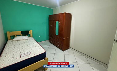 DEPARTAMENTO AMOBLADO 3ER PISO EN ALQUILER - URB. EL BOSQUE ICA