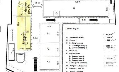 Gudang Cikokol Tangerang : LT 2.2 Ha, LB 1.2 Ha, Bagus Murah di tengah Kota