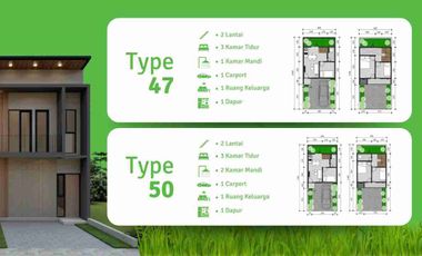 Townhouse 2 Lantai Premium BATA MERAH - 5 Menit Ke Summarecon Bekasi