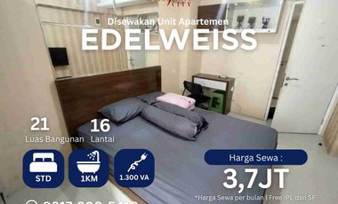 Sewa studio furnished apartemen Bassura City tower Edelweiss siap huni ada water heater