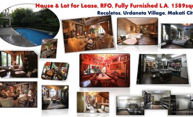 House and Lot for Lease with Swimming Pool & Attic/RFO, Recoletos St., Urdaneta Village, Makati City
