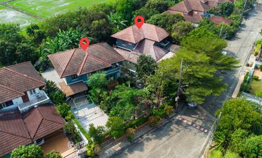 Two Adjacent Detached Houses for Sale – Nimit Mai, Khlong Sam Wa Total land nearly 200 sq.wah. Designed for shared living with privacy.