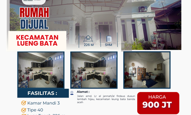 Rumah Dijual di Kecamatan Lueng Bata Banda Aceh – LT 226 m², SHM