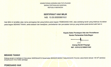 Dijual, Tanah Kavling Lokasi Dramaga Bogor 145m deket IPB