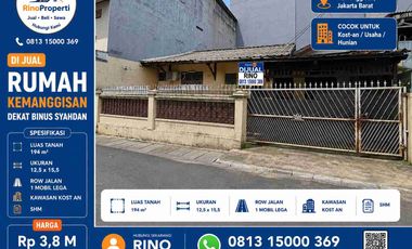 Rumah lama uk 14x14 dekat binus syahdan jakarta barat