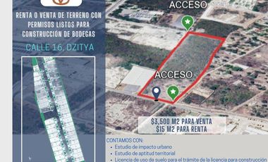 Terreno en renta en Dzitya, Mérida